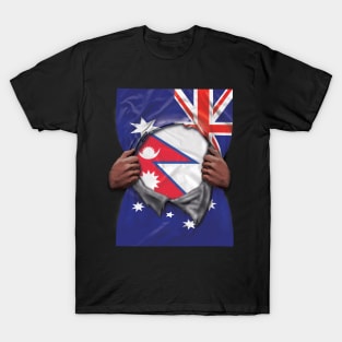 Nepal Flag Australian Flag Ripped - Gift for Nepalese From Nepal T-Shirt